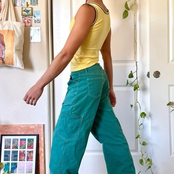 Y2K Teal Baggy Pants - Picture 2 of 6